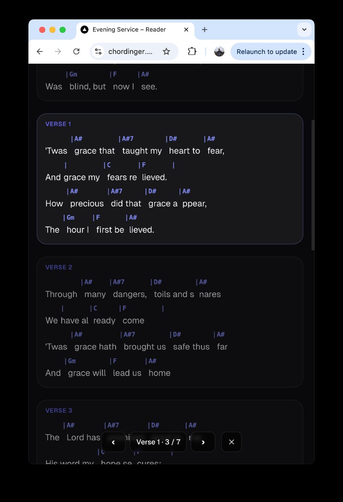 Reader in dark mode